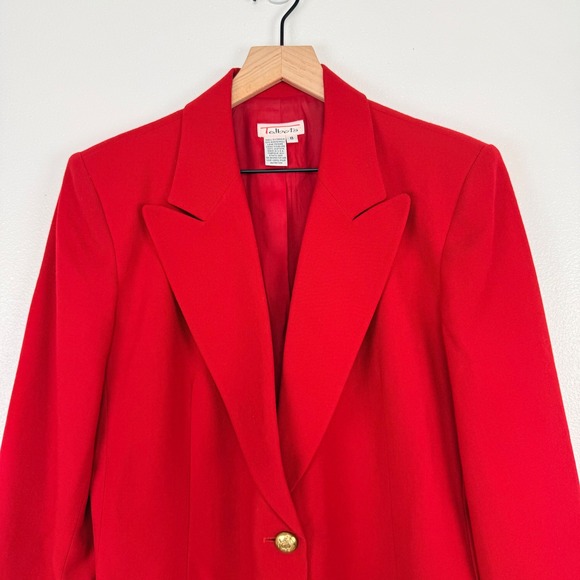 Vintage Talbots Red Wool Blazer Single Breasted Womens 8 Gold Buttons Academia - Picture 4 of 16